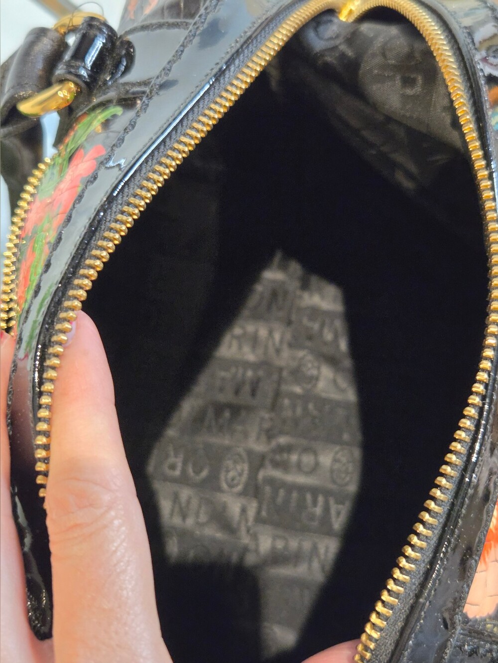 Marino Orlandi mo4670 Cocco Fiori Nero Bowler Bag - Picture 14 of 16